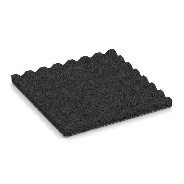 Aufsicht auf die Unterseite, also die Bodenseite von WARCO-Formteil 5335 - Playground safety tile im Format 500 x 500 x 40 mm.