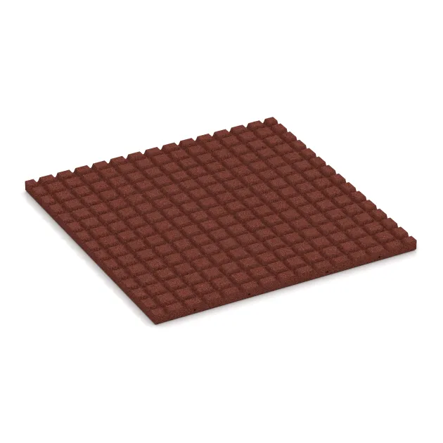 Aufsicht auf die Unterseite, also die Bodenseite von WARCO-Formteil 5665 - Playground Safety Mat 4 cm - EN 1177 ≤ 110 cm im Format 1000 x 1000 x 40 mm.