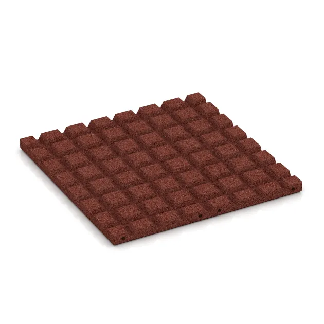 Aufsicht auf die Unterseite, also die Bodenseite von WARCO-Formteil 0575 - Playground safety tile im Format 500 x 500 x 30 mm.