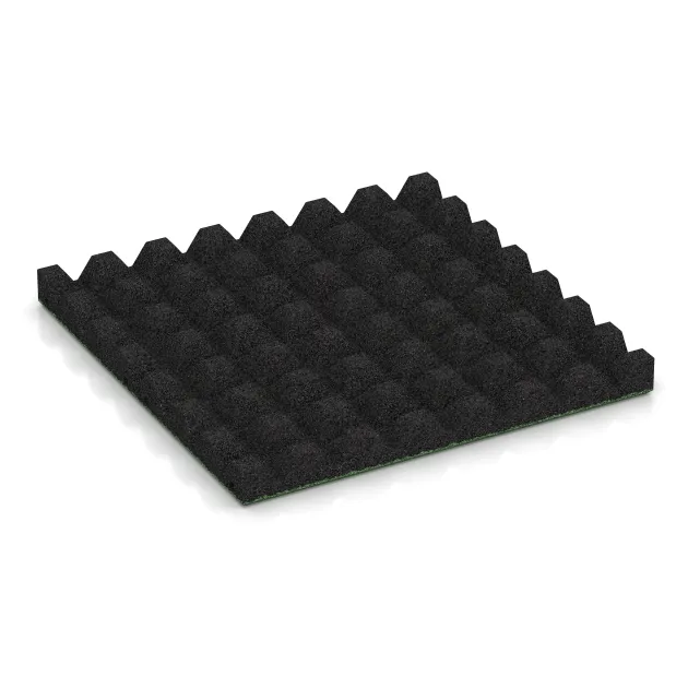 Aufsicht auf die Unterseite, also die Bodenseite von WARCO-Formteil 5538 - Playground Safety Tile 4.5 cm - EN 1177 ≤ 135 cm im Format 500 x 500 x 45 mm.