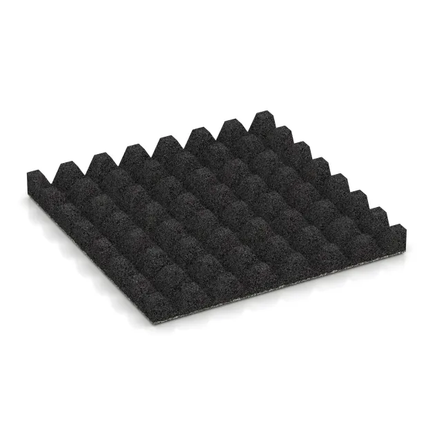 Aufsicht auf die Unterseite, also die Bodenseite von WARCO-Formteil 5350 - Playground safety tile im Format 500 x 500 x 50 mm.