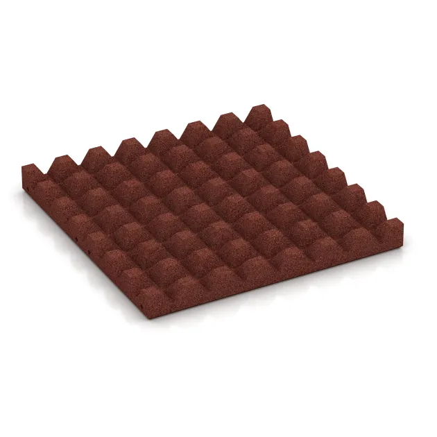 Aufsicht auf die Unterseite, also die Bodenseite von WARCO-Formteil 0691 - Playground safety tile im Format 500 x 500 x 50 mm.