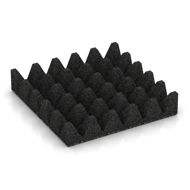 Aufsicht auf die Unterseite, also die Bodenseite von WARCO-Formteil 3710 - Playground safety tile im Format 500 x 500 x 100 mm.