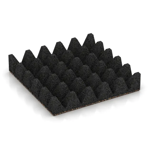 Aufsicht auf die Unterseite, also die Bodenseite von WARCO-Formteil 3711 - Playground safety tile im Format 500 x 500 x 100 mm.
