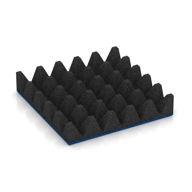 Aufsicht auf die Unterseite, also die Bodenseite von WARCO-Formteil 0733 - Playground safety tile im Format 500 x 500 x 100 mm.