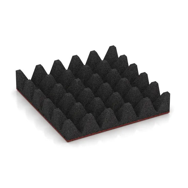 Aufsicht auf die Unterseite, also die Bodenseite von WARCO-Formteil 0734 - Playground safety tile im Format 500 x 500 x 100 mm.