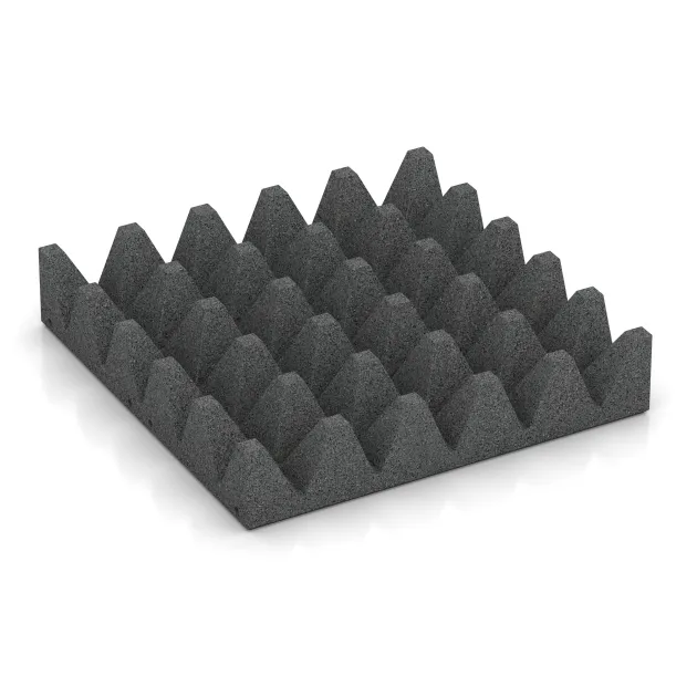 Aufsicht auf die Unterseite, also die Bodenseite von WARCO-Formteil 5626 - Playground Safety Tile 10 cm - EN 1177 ≤ 300 cm im Format 500 x 500 x 100 mm.