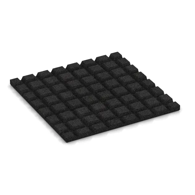 Aufsicht auf die Unterseite, also die Bodenseite von WARCO-Formteil 0532 - Balcony decking tile 2.5 cm im Format 500 x 500 x 25 mm.