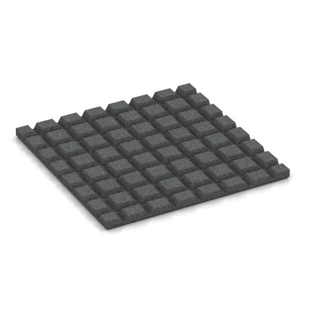 Aufsicht auf die Unterseite, also die Bodenseite von WARCO-Formteil 0535 - Balcony decking tile 2.5 cm im Format 500 x 500 x 25 mm.