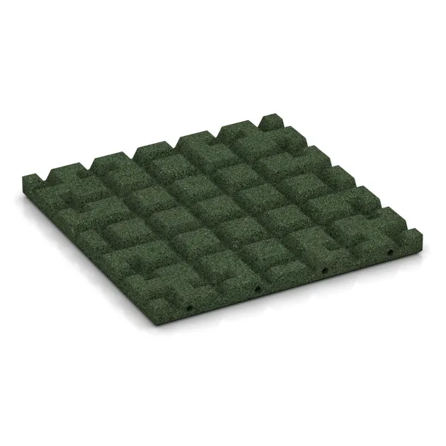 Aufsicht auf die Unterseite, also die Bodenseite von WARCO-Formteil 0522 - Playground safety tile im Format 400 x 400 x 30 mm.