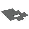Aufsicht auf die Unterseite, also die Bodenseite von WARCO-Formteil 0472 - Corner tile (two chamfered sides) im Format 500 x 500 x 40 mm.