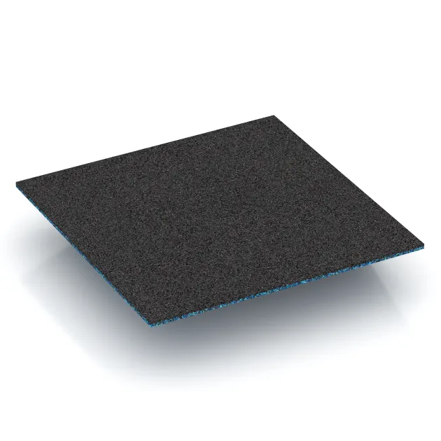 Aufsicht auf die Unterseite, also die Bodenseite von WARCO-Formteil 3835 - Corner tile (two chamfered sides) im Format 500 x 500 x 100 mm.