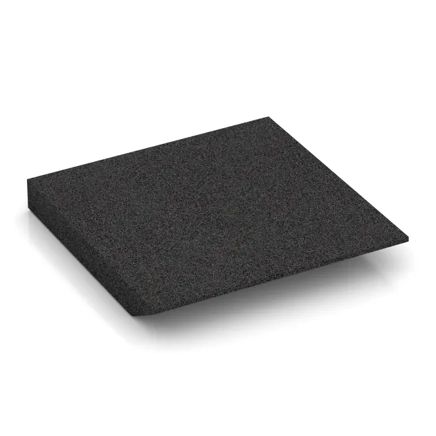 Aufsicht auf die Unterseite, also die Bodenseite von WARCO-Formteil 0491 - Corner tile (two chamfered sides) im Format 500 x 500 x 65 mm.