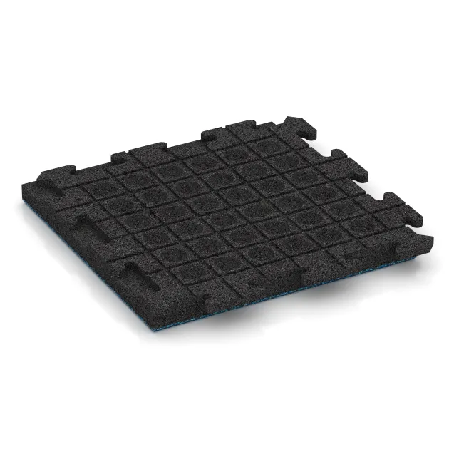 Aufsicht auf die Unterseite, also die Bodenseite von WARCO-Formteil 1468 - Fitness Floor Rubber Tiles Classic im Format 500 x 500 x 50 mm.