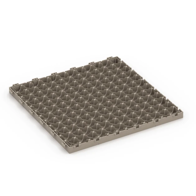 Aufsicht auf die Unterseite, also die Bodenseite von WARCO-Formteil 6238 - Panel Pattern – Deck Tile im Format 38,5 x 38,5 x 2 cm.