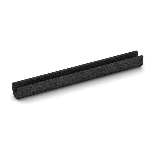 Aufsicht auf die Unterseite, also die Bodenseite von WARCO-Formteil 2590 - Rubber Kerb Cap im Format 1000 x 100 x 100 x 60 mm.