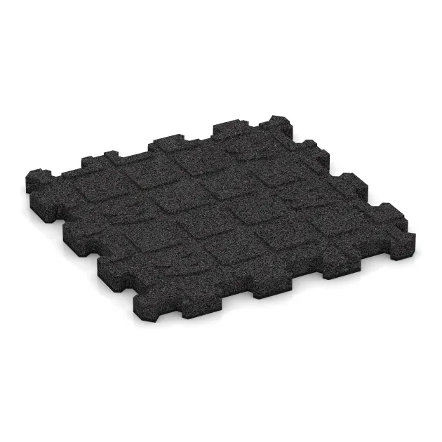 Aufsicht auf die Unterseite, also die Bodenseite von WARCO-Formteil 6004 - Rubber click tile im Format 306 x 306 x 20 mm.