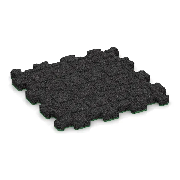 Aufsicht auf die Unterseite, also die Bodenseite von WARCO-Formteil 6000 - Rubber click tile im Format 306 x 306 x 20 mm.