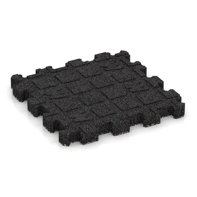 Aufsicht auf die Unterseite, also die Bodenseite von WARCO-Formteil 4268 - Rubber click tile im Format 306 x 306 x 30 mm.