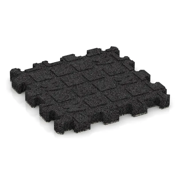 Aufsicht auf die Unterseite, also die Bodenseite von WARCO-Formteil 4269 - Rubber click tile im Format 306 x 306 x 30 mm.