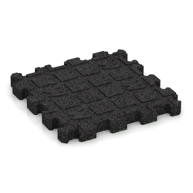 Aufsicht auf die Unterseite, also die Bodenseite von WARCO-Formteil 4275 - Rubber click tile im Format 306 x 306 x 30 mm.
