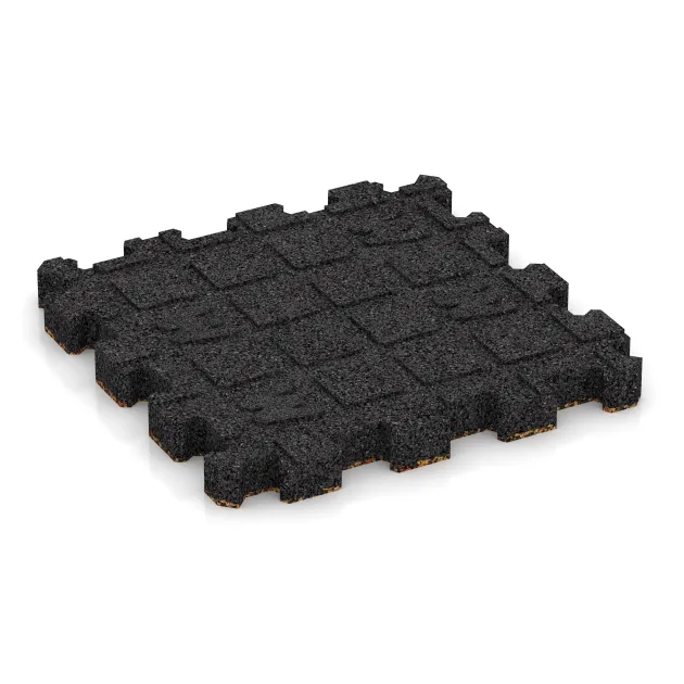 Aufsicht auf die Unterseite, also die Bodenseite von WARCO-Formteil 4270 - Rubber click tile im Format 306 x 306 x 30 mm.