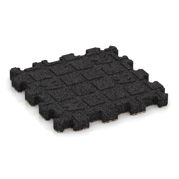 Aufsicht auf die Unterseite, also die Bodenseite von WARCO-Formteil 4258 - Rubber click tile im Format 306 x 306 x 30 mm.