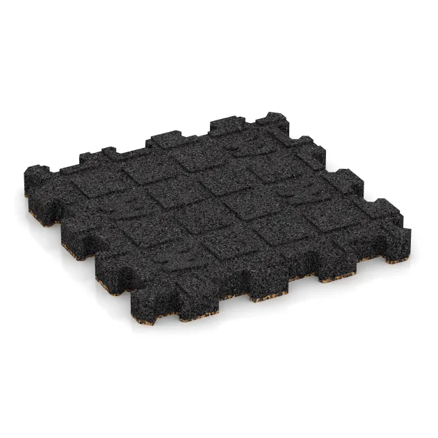 Aufsicht auf die Unterseite, also die Bodenseite von WARCO-Formteil 4281 - Rubber click tile im Format 306 x 306 x 30 mm.