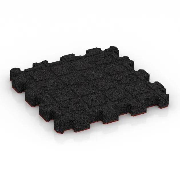 Aufsicht auf die Unterseite, also die Bodenseite von WARCO-Formteil 4254 - Rubber click tile im Format 306 x 306 x 30 mm.