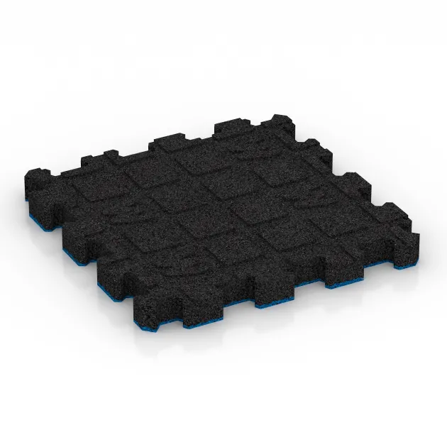 Aufsicht auf die Unterseite, also die Bodenseite von WARCO-Formteil 4257 - Rubber click tile im Format 306 x 306 x 30 mm.