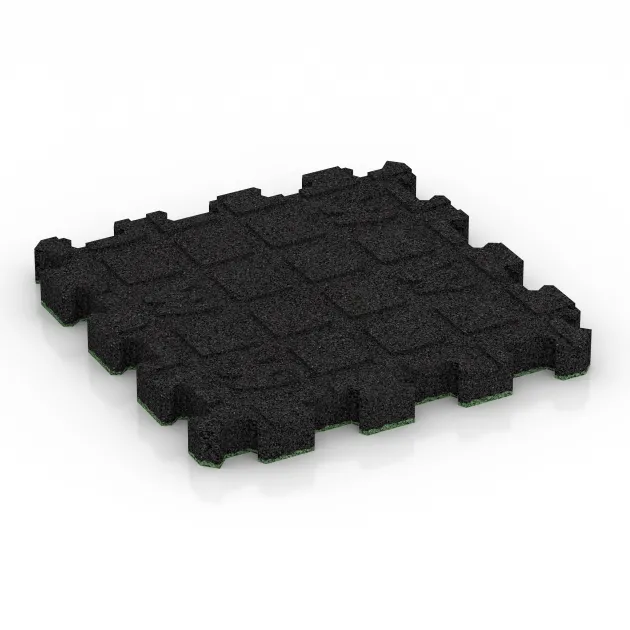 Aufsicht auf die Unterseite, also die Bodenseite von WARCO-Formteil 4255 - Rubber click tile im Format 306 x 306 x 30 mm.