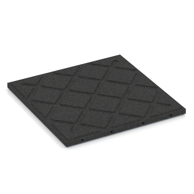 Aufsicht auf die Unterseite, also die Bodenseite von WARCO-Formteil 6130 - Playground safety tile – CFH 95 cm im Format 50 x 50 x 3 cm.