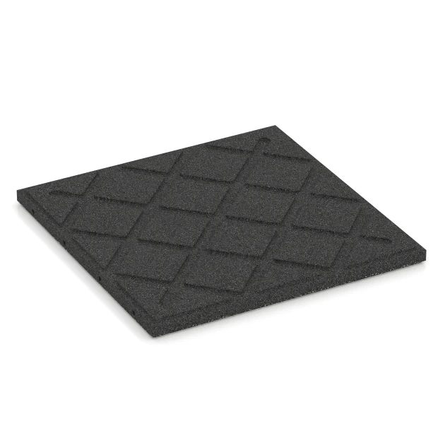 Aufsicht auf die Unterseite, also die Bodenseite von WARCO-Formteil 6413 - Playground safety tile – CFH 90 cm im Format 50 x 50 x 3 cm.