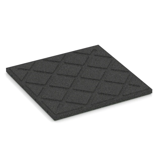 Aufsicht auf die Unterseite, also die Bodenseite von WARCO-Formteil 6415 - Playground safety tile – CFH 90 cm im Format 50 x 50 x 3 cm.