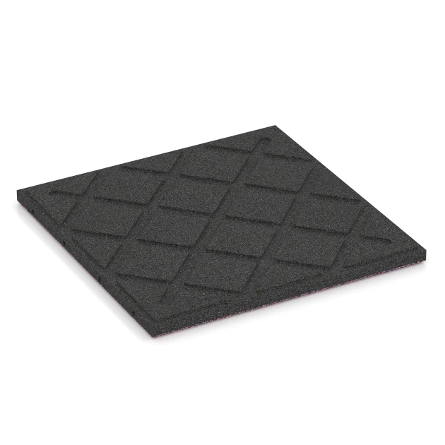 Aufsicht auf die Unterseite, also die Bodenseite von WARCO-Formteil 6418 - Playground safety tile – CFH 90 cm im Format 50 x 50 x 3 cm.