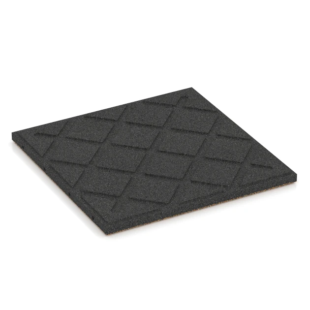 Aufsicht auf die Unterseite, also die Bodenseite von WARCO-Formteil 6421 - Playground safety tile – CFH 90 cm im Format 50 x 50 x 3 cm.