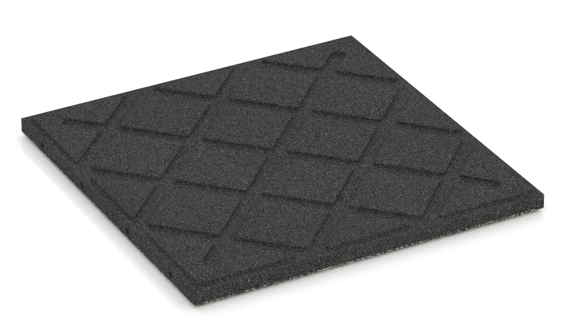 Square pads in a diamond pattern with drainage grooves