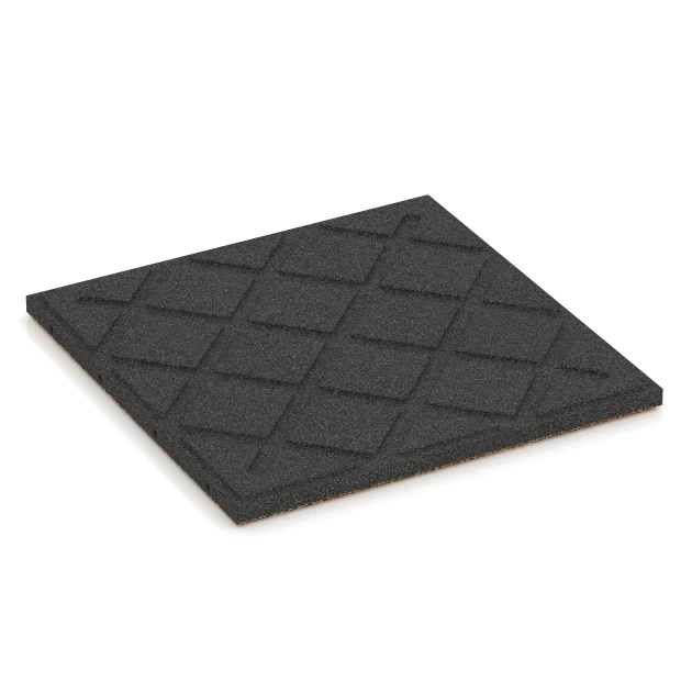 Aufsicht auf die Unterseite, also die Bodenseite von WARCO-Formteil 6416 - EPDM Playground Safety Tile – 90 cm im Format 50 x 50 x 3 cm | 0,25 m².