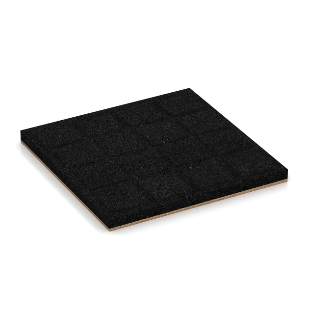 Aufsicht auf die Unterseite, also die Bodenseite von WARCO-Formteil 6222 - Playground Safety Tiles im Format 50 x 50 x 4 cm.