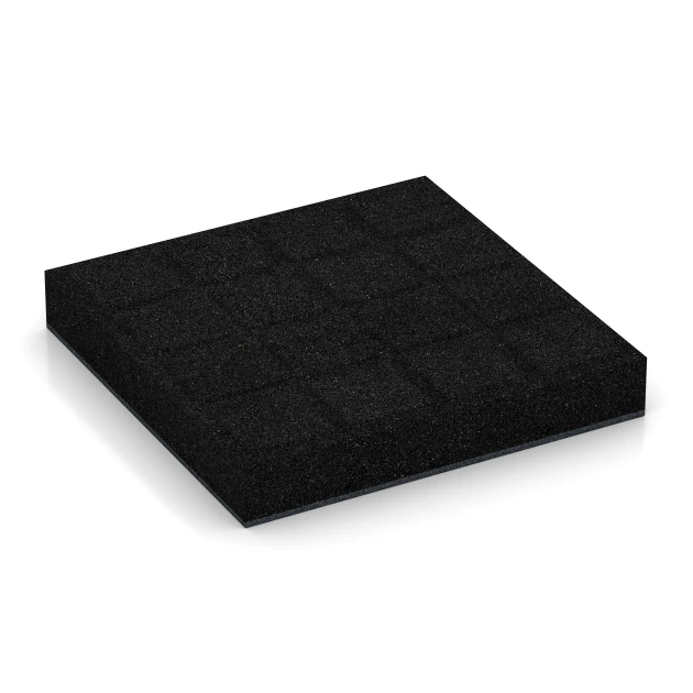 Aufsicht auf die Unterseite, also die Bodenseite von WARCO-Formteil 6233 - Playground Safety Tiles im Format 50 x 50 x 8 cm.
