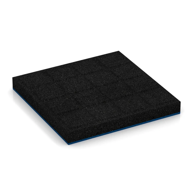 Aufsicht auf die Unterseite, also die Bodenseite von WARCO-Formteil 6268 - Playground safety tile – 180 cm im Format 50 x 50 x 6 cm.