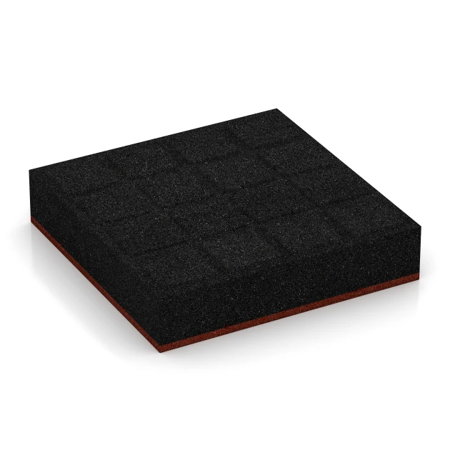 Aufsicht auf die Unterseite, also die Bodenseite von WARCO-Formteil 6209 - Playground Safety Tiles im Format 50 x 50 x 11 cm.
