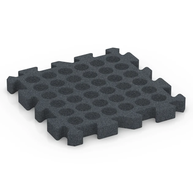 Aufsicht auf die Unterseite, also die Bodenseite von WARCO-Formteil 6317 - Interlocking playground safety tile im Format 50 x 50 x 5 cm | 0,25 m².