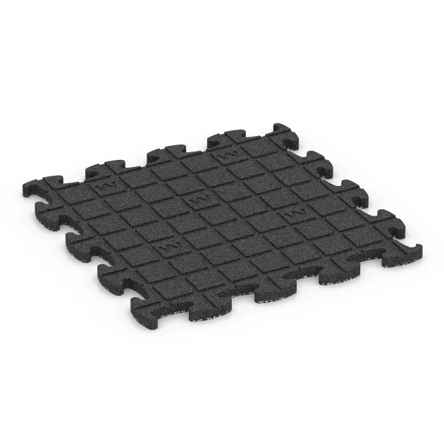 Aufsicht auf die Unterseite, also die Bodenseite von WARCO-Formteil 6940 - Patio rubber tile im Format 46 x 46 × 2,8 cm.