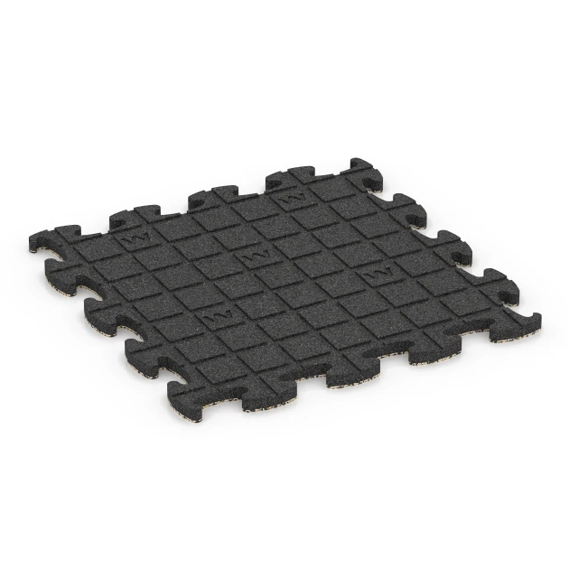 Aufsicht auf die Unterseite, also die Bodenseite von WARCO-Formteil 6946 - Patio rubber tile im Format 46 x 46 × 2,8 cm.