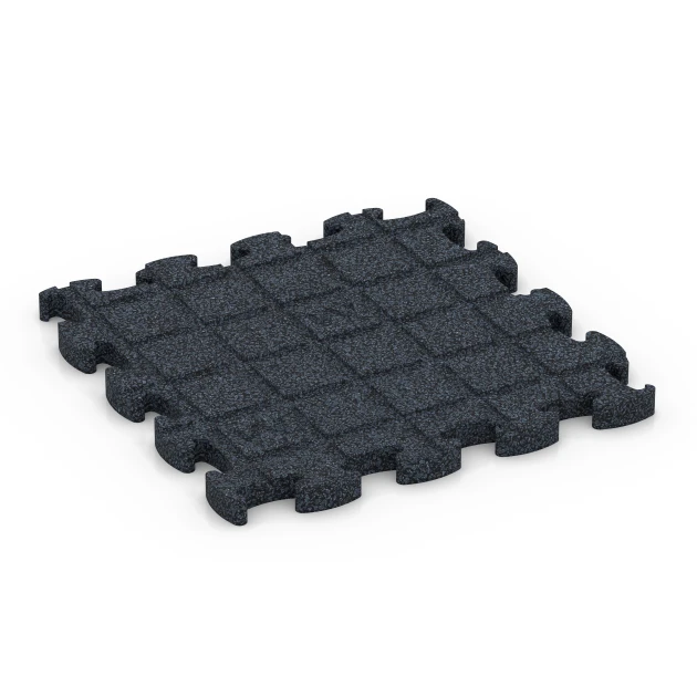 Aufsicht auf die Unterseite, also die Bodenseite von WARCO-Formteil 6958 - Fitness Premium Gym Flooring im Format 28,9 x 28,9 x 1,8 cm.