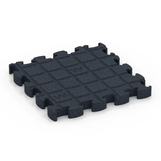 Aufsicht auf die Unterseite, also die Bodenseite von WARCO-Formteil 6965 - Fitness Premium Performance Flooring im Format 28,9 x 28,9 x 2,8 cm.