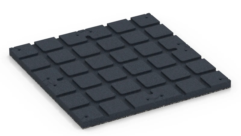Square pads with shallow drainage channels