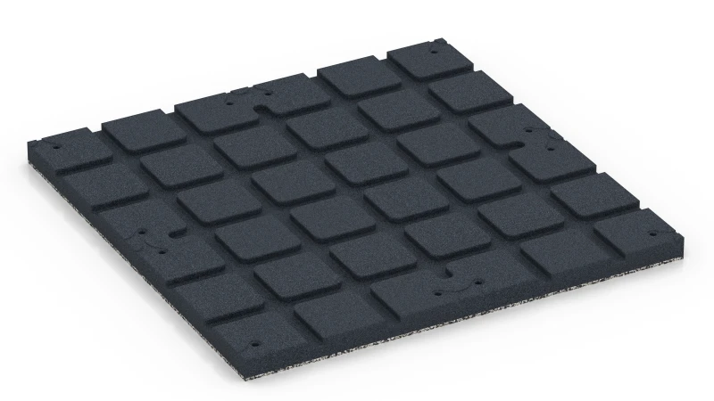 Square pads with shallow drainage channels