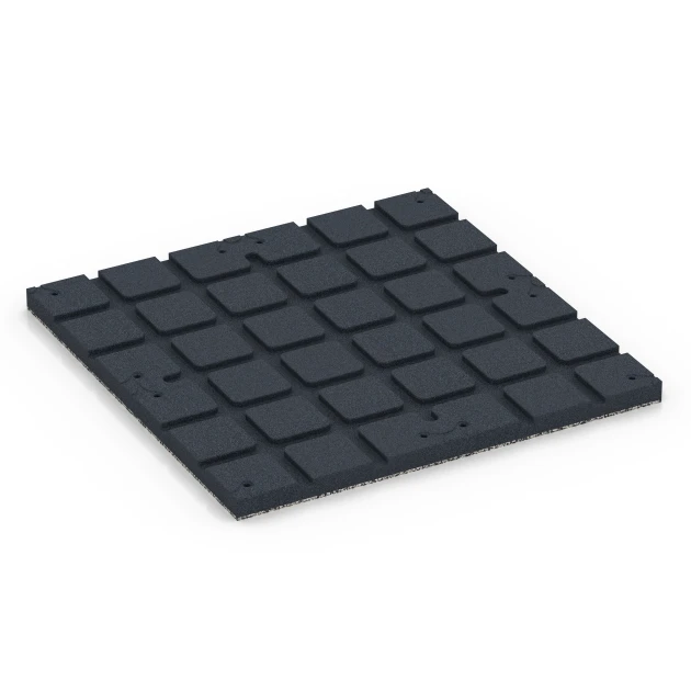 Aufsicht auf die Unterseite, also die Bodenseite von WARCO-Formteil 7133 - Outdoor Gym Flooring im Format 60 x 60 x 3 cm | 0,36 m².